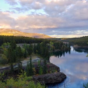 miles canyon, yukon river, sunset